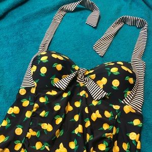 Lemon Striped Tankini Swimsuit Top